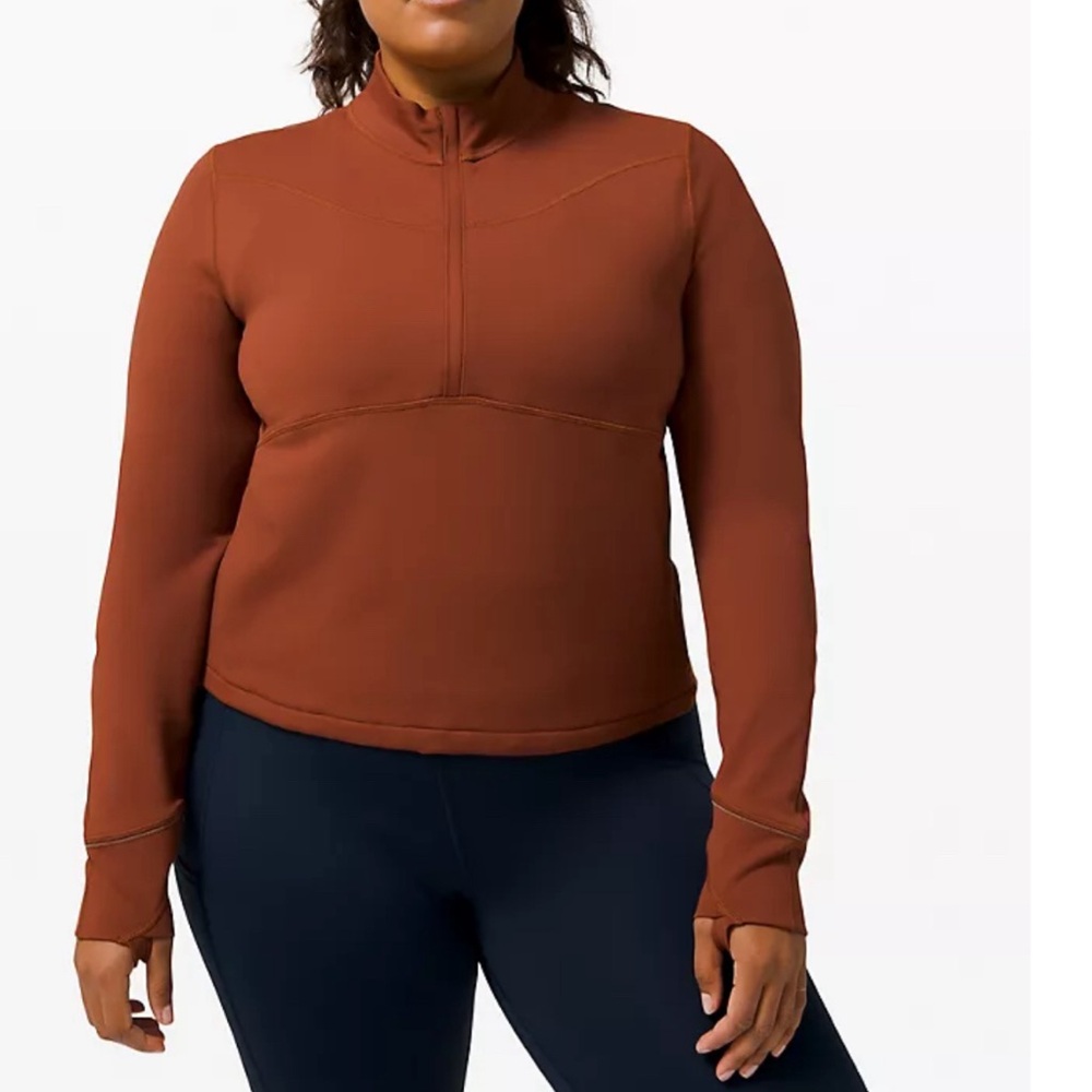 Lululemon - Rulu Running Crop Half-Zip - Dark Terracotta